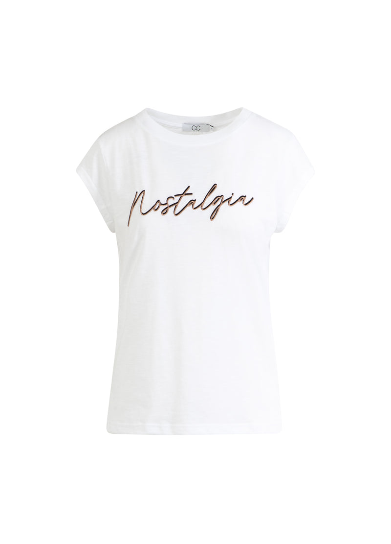CC Heart CC HEART NOSTALGIA TEE - KAPMOUWTJES T-Shirt White/Rose gold emb - 200