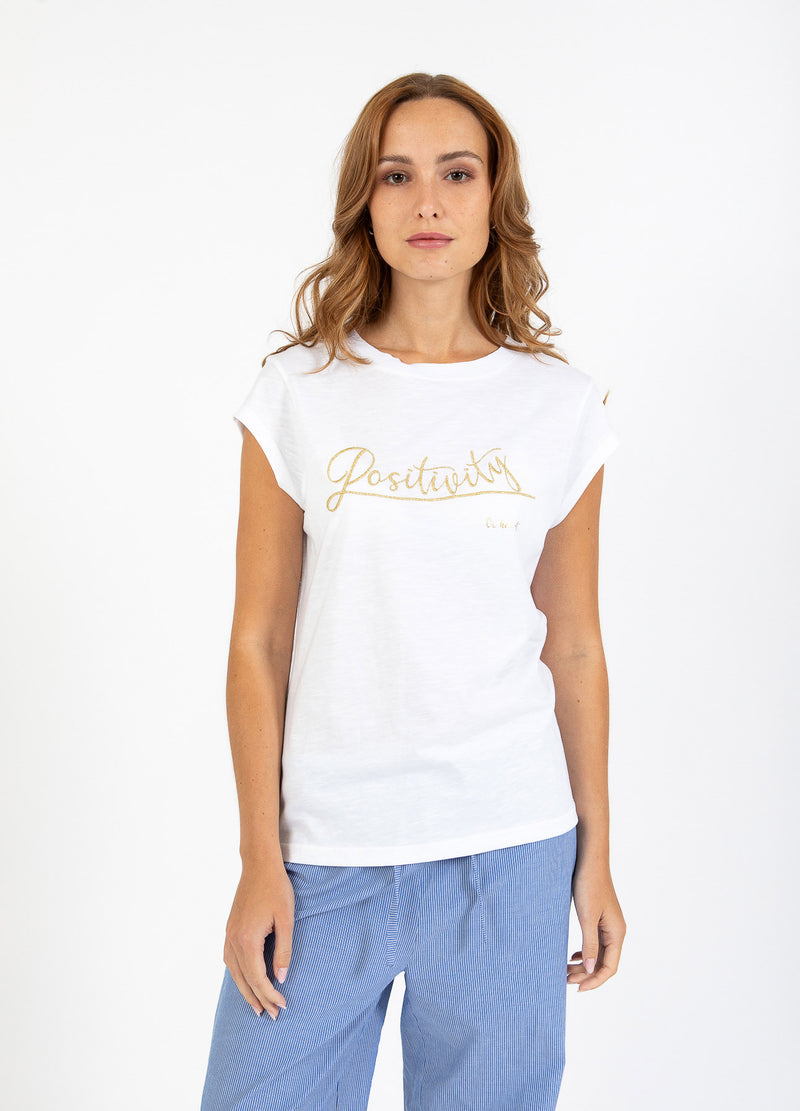 CC Heart CC HEART POSITIVITY T-SHIRT - KAPMOUW T-Shirt White/gold - 200