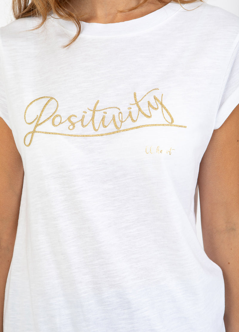 CC Heart CC HEART POSITIVITY T-SHIRT - KAPMOUW T-Shirt White/gold - 200