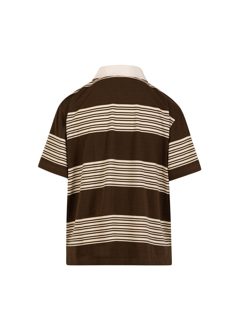 CC Heart CC HEART RUTH POLO SHIRT KORTE MOUWEN Shirt/Blouse Brown stripe - 344