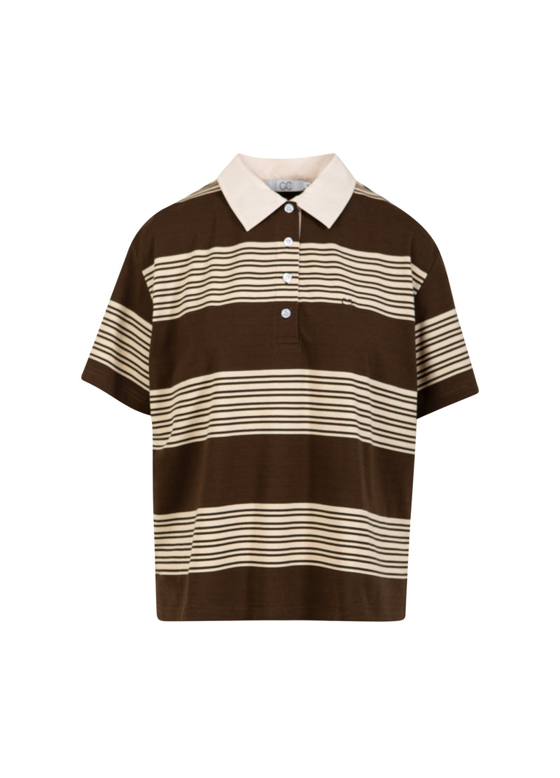 CC Heart CC HEART RUTH POLO SHIRT KORTE MOUWEN Shirt/Blouse Brown stripe - 344