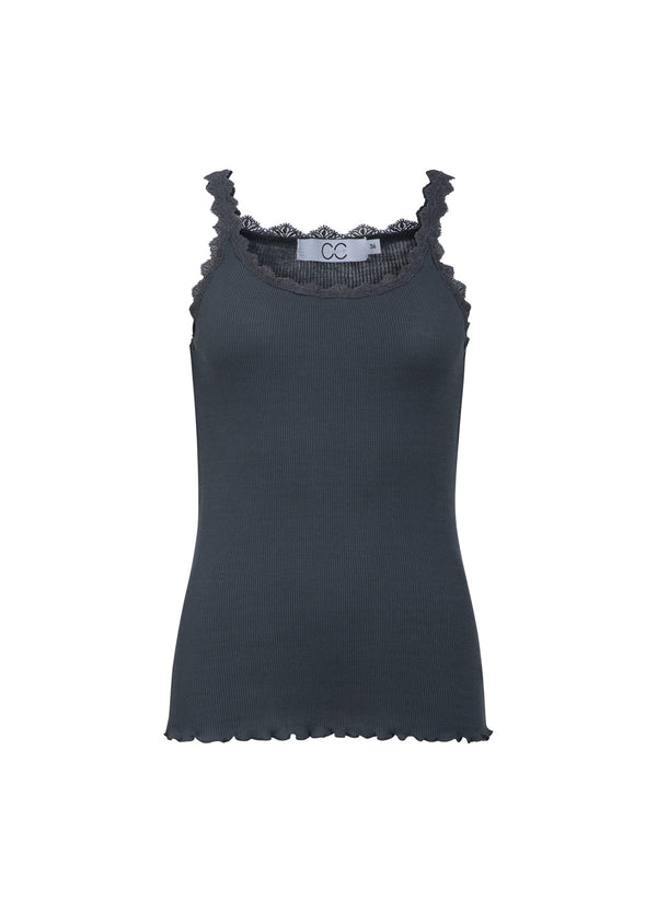 CC Heart CC HEART ZIJDE TANKTOP MET KANT Top - Short sleeve Dark Stone Grey - 149