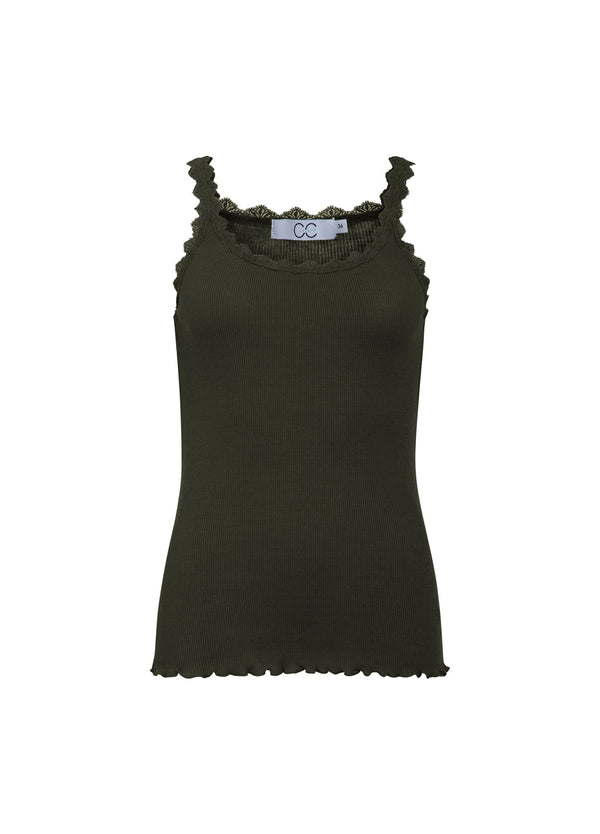 CC Heart CC HEART ZIJDE TANKTOP MET KANT Top - Short sleeve Hunter Green - 486