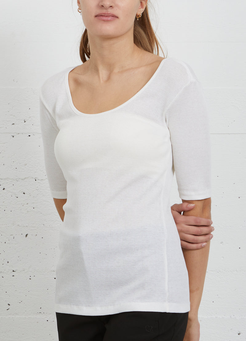 CC Heart CC HEART SILK SCOOP NECK T-SHIRT Top - Short sleeve White - 200