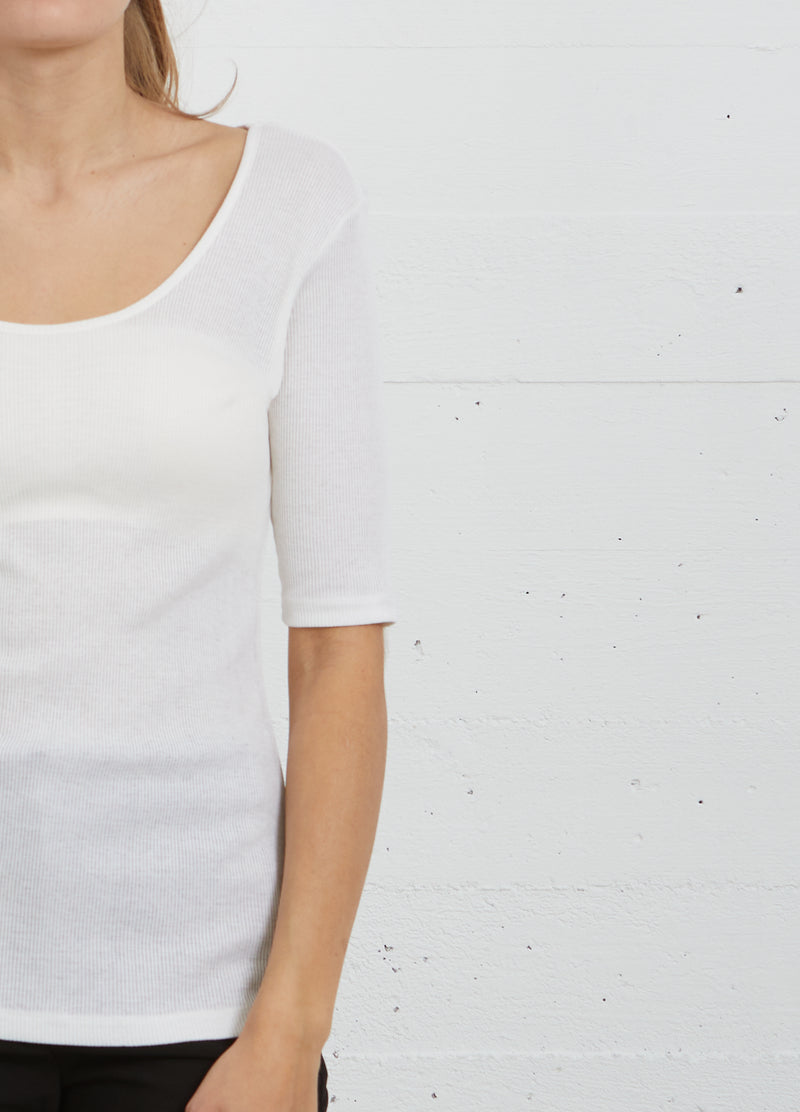 CC Heart CC HEART SILK SCOOP NECK T-SHIRT Top - Short sleeve White - 200