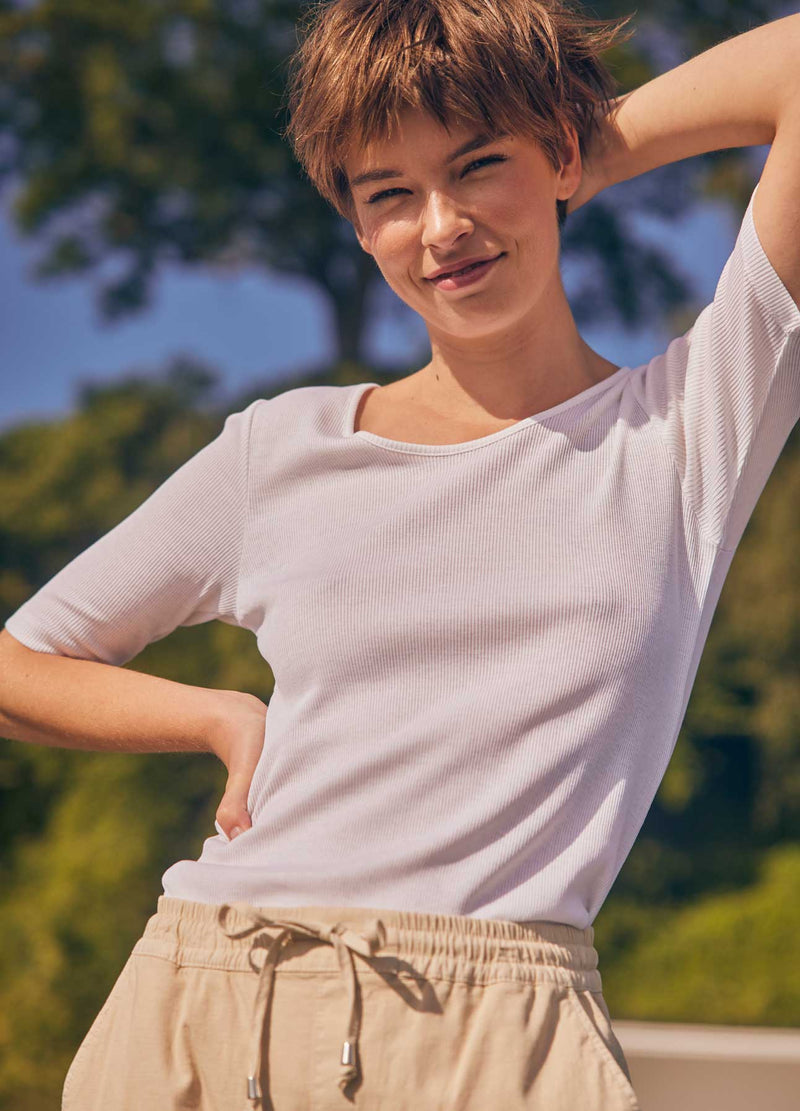 CC Heart CC HEART SILK SCOOP NECK T-SHIRT Top - Short sleeve White - 200