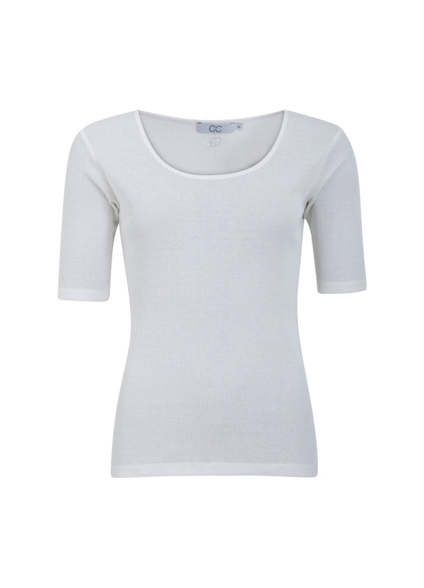 CC Heart CC HEART SILK SCOOP NECK T-SHIRT Top - Short sleeve White - 200