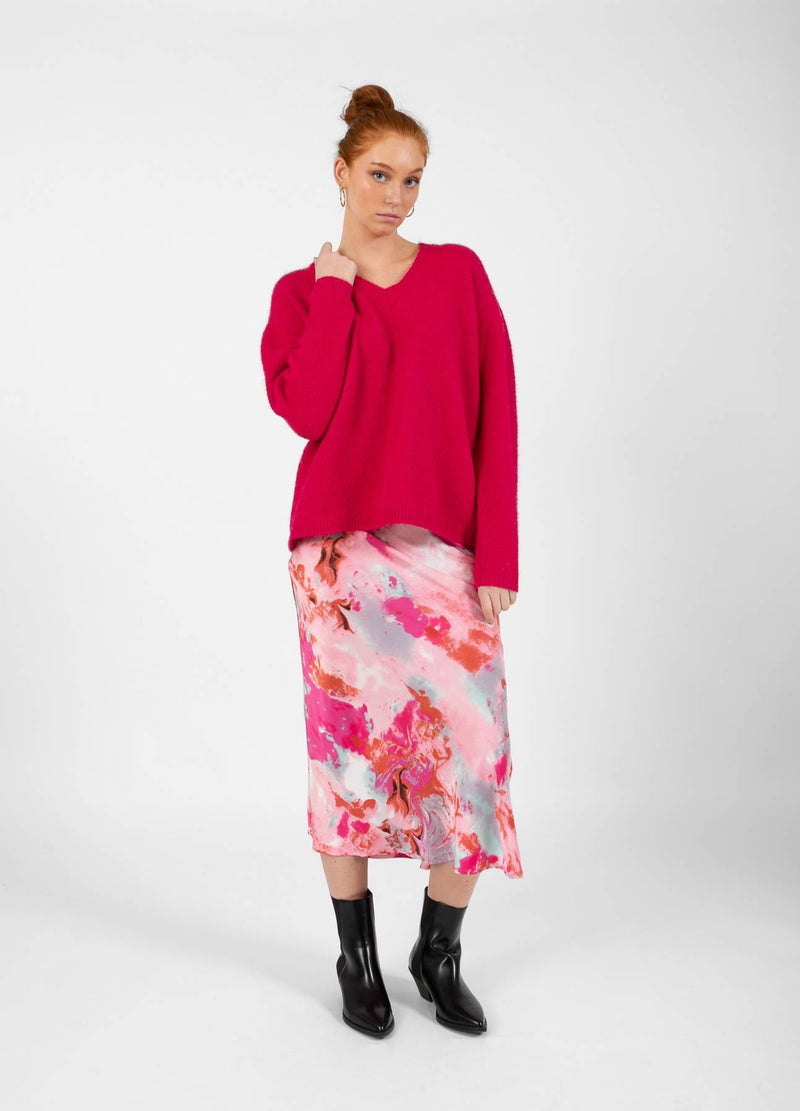 CC Heart  CC HEART SKYLER MIDDELLANGE BEDRUKTE ROK Skirt Red/pink flower - 661