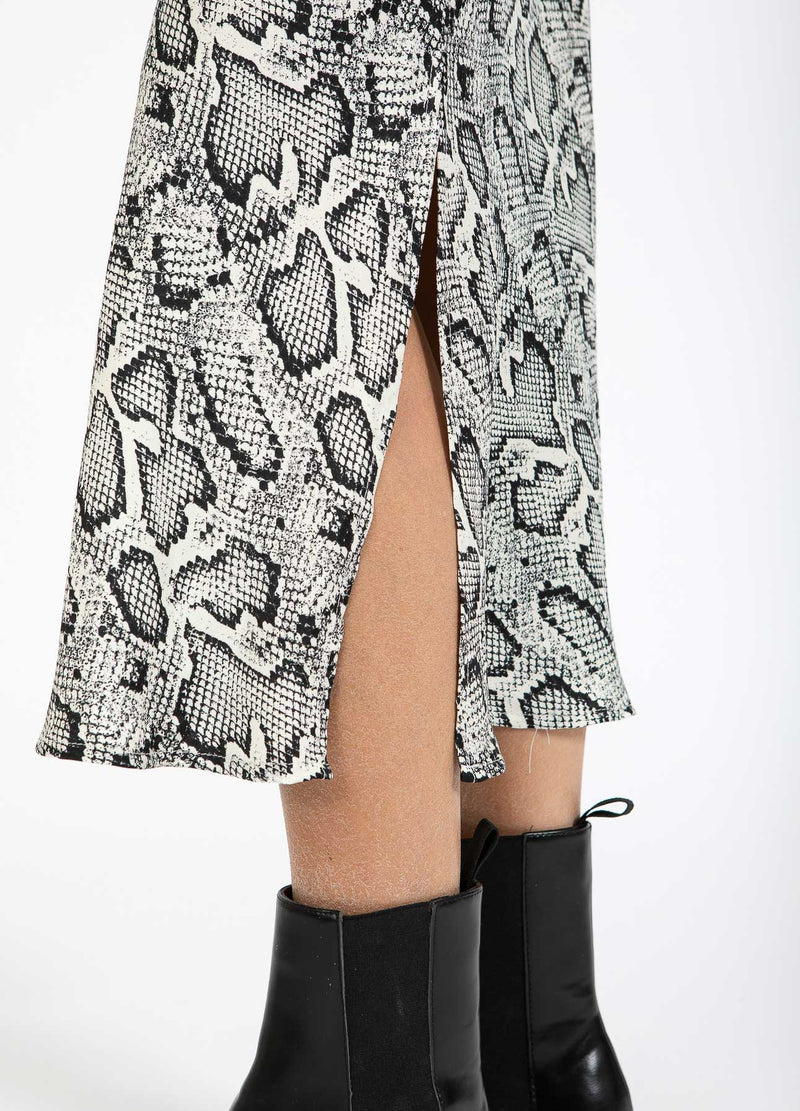 CC Heart  CC HEART SKYLER MIDDELLANGE BEDRUKTE ROK Skirt White snake print - 270