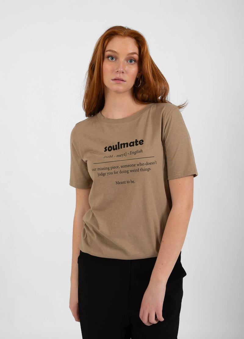 CC Heart CC HEART SOULMATE T-SHIRT - HALVE MOUW T-Shirt Warm Sand - 307