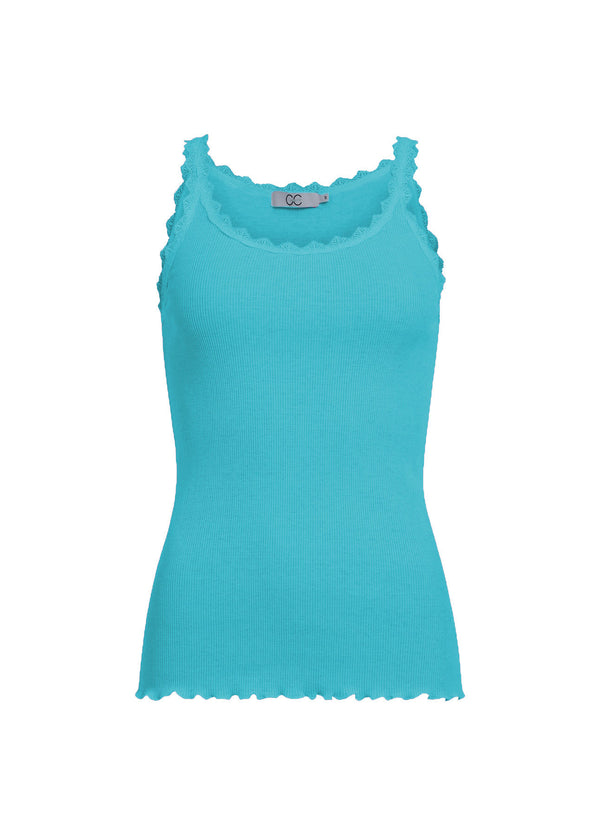 CC Heart CC HEART ZIJDE TANKTOP MET KANT Top - Short sleeve Aqua blue - 585