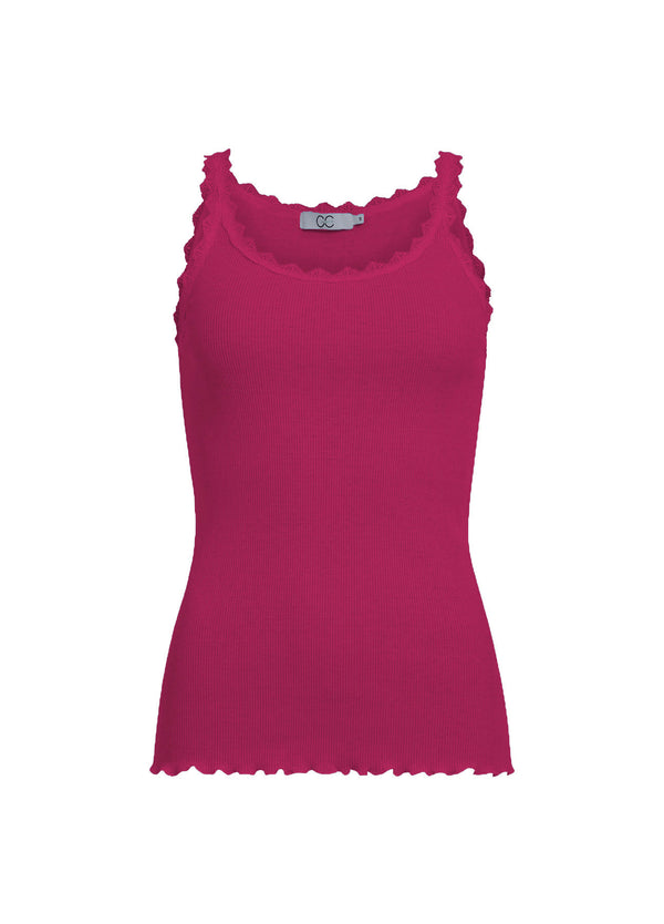 CC Heart CC HEART ZIJDE TANKTOP MET KANT Top - Short sleeve Berry - 693