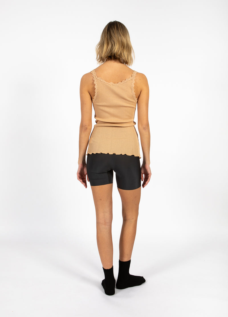 CC Heart CC HEART ZIJDE TANKTOP MET KANT Top - Short sleeve Tan - 342