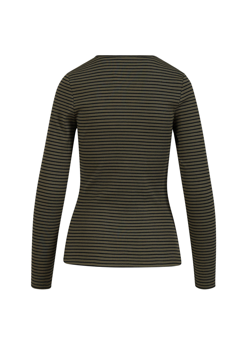 CC Heart CC HEART KAROLINE RIB TEE Shirt/Blouse Olive/navy stripe - 432