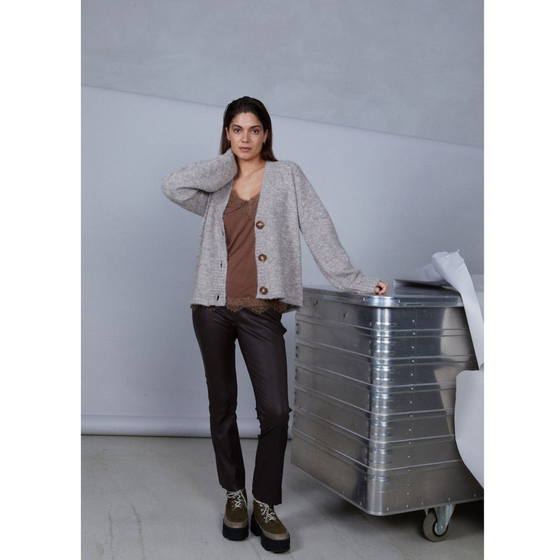 Coster Copenhagen CROPPED LEDEREN LEGGING Pants Night Brown - 303
