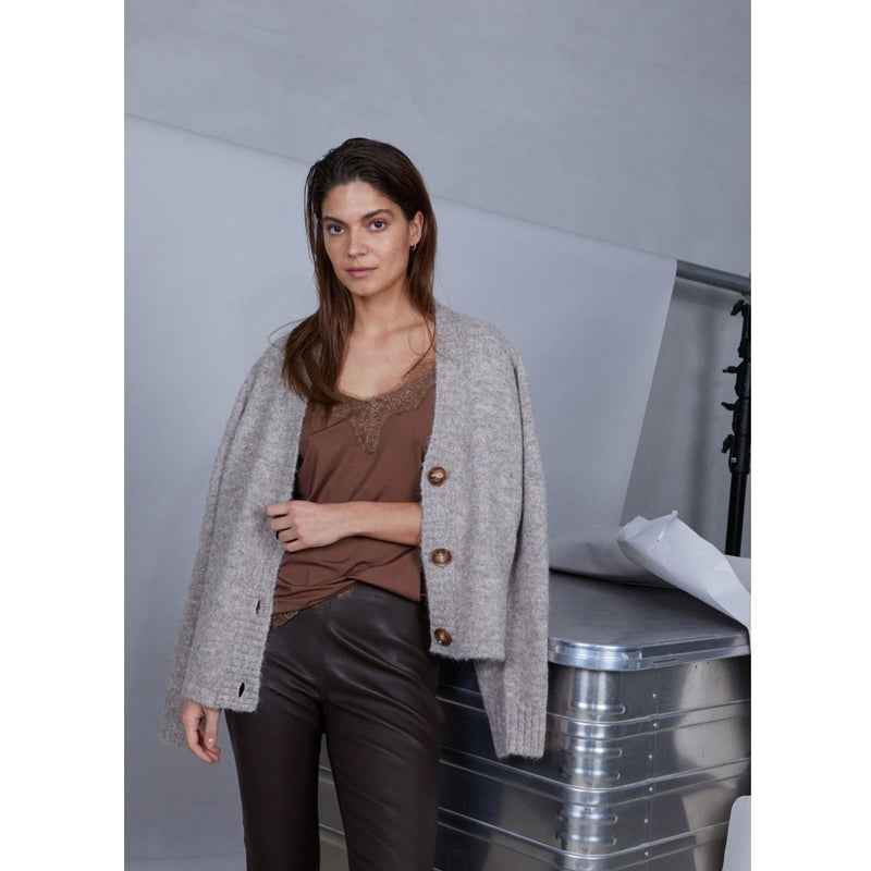 Coster Copenhagen CROPPED LEDEREN LEGGING Pants Night Brown - 303