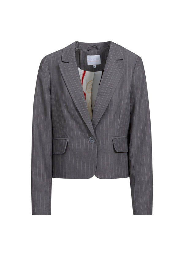 Coster Copenhagen CROPPED PINSTRIPE BLAZER - ZOE FIT Blazer Grey pinstripe - 161