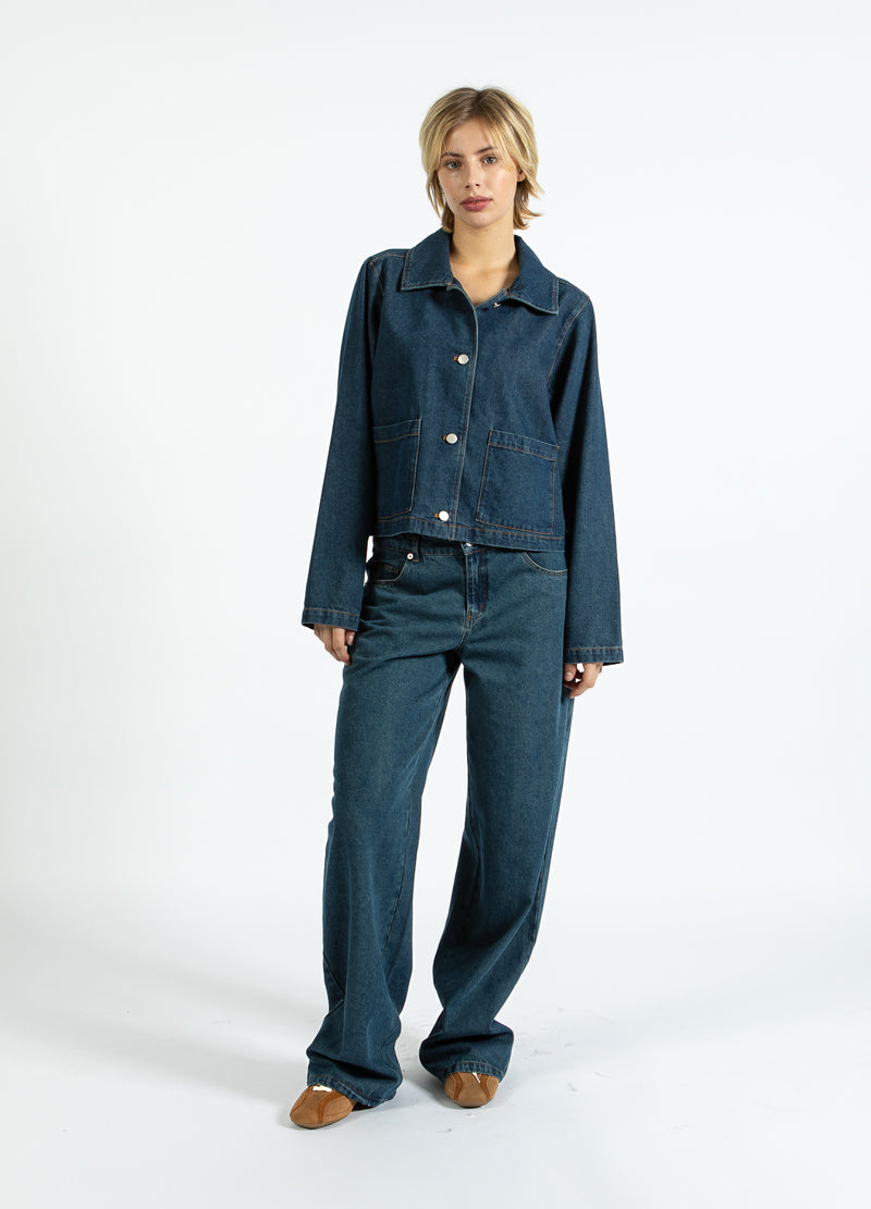 Coster Copenhagen DENIM BROEK - PETRA FIT Pants Dark Blue Denim - 571