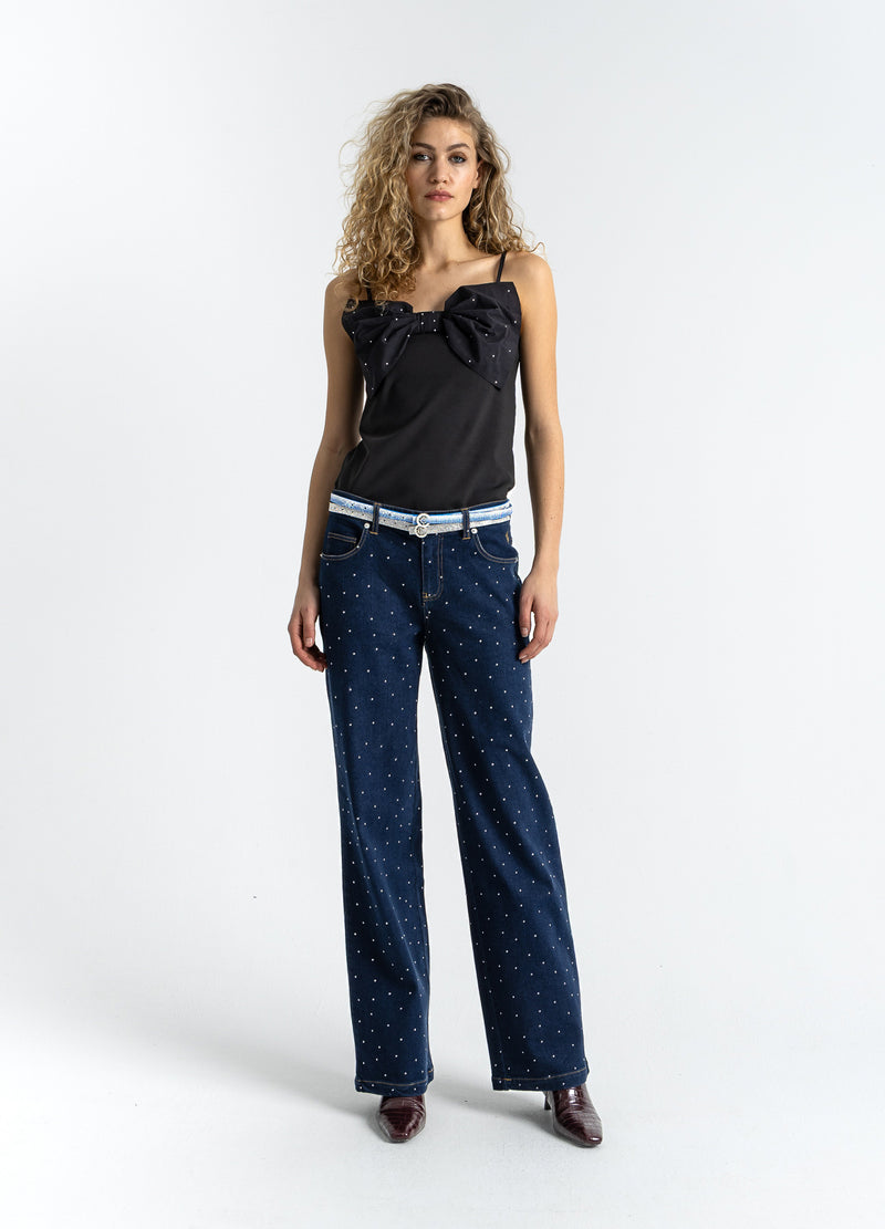 Coster Copenhagen DENIM BROEK MET STUDS - PETRA FIT Pants Eclipse blue - 555
