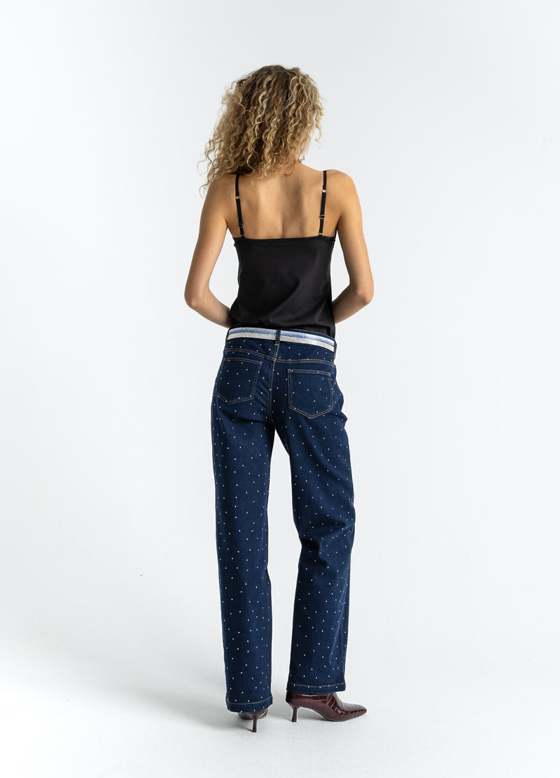 Coster Copenhagen DENIM BROEK MET STUDS - PETRA FIT Pants Eclipse blue - 555