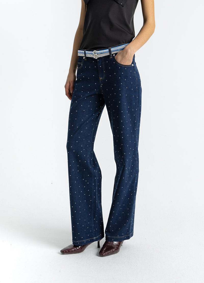 Coster Copenhagen DENIM BROEK MET STUDS - PETRA FIT Pants Eclipse blue - 555