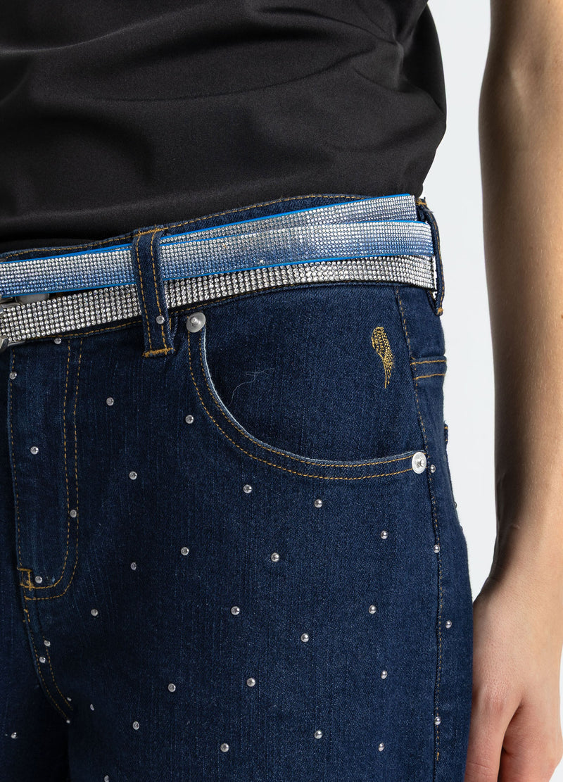 Coster Copenhagen DENIM BROEK MET STUDS - PETRA FIT Pants Eclipse blue - 555