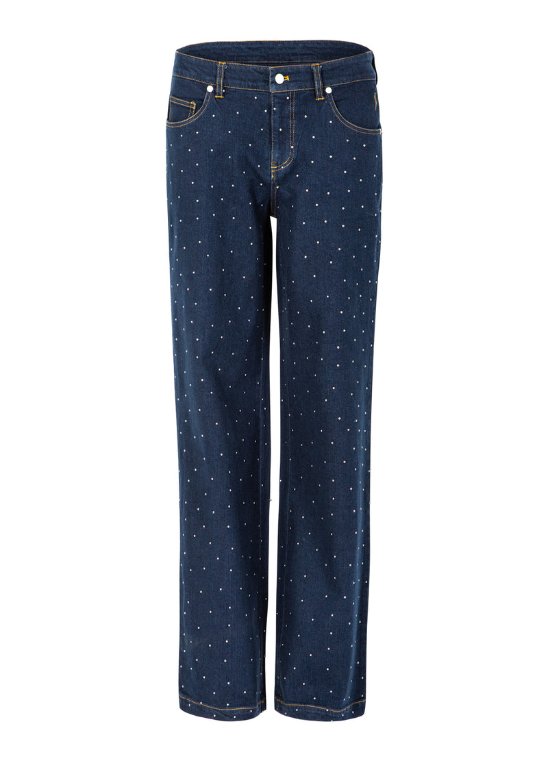 Coster Copenhagen DENIM BROEK MET STUDS - PETRA FIT Pants Eclipse blue - 555