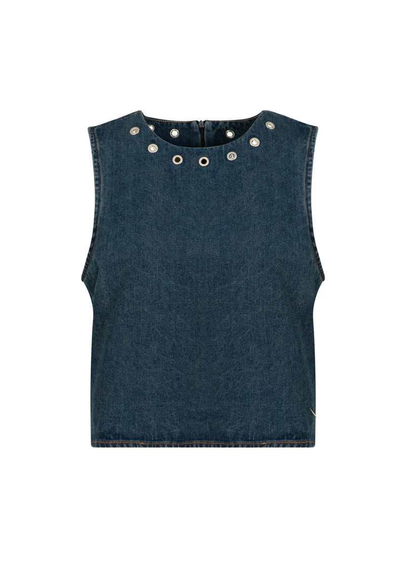 Coster Copenhagen DENIM TOP MET OOGJES Shirt/Blouse Dark Blue Denim - 571
