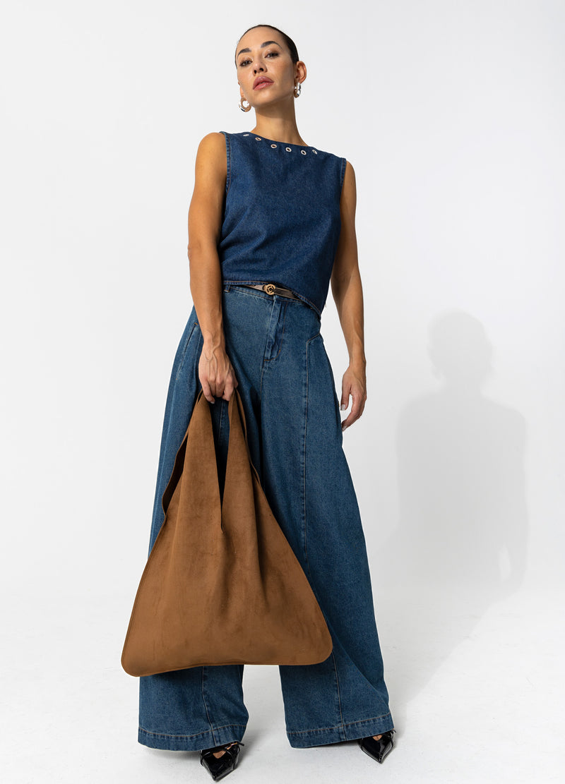 Coster Copenhagen DENIM TOP MET OOGJES Shirt/Blouse Dark Blue Denim - 571