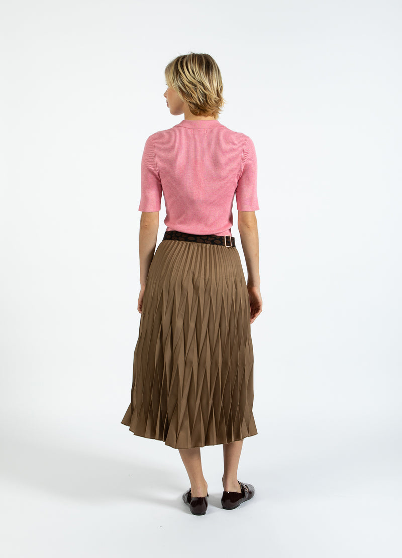 Coster Copenhagen DIAMANT PLISSÉ ROK Skirt Taupe sand - 393