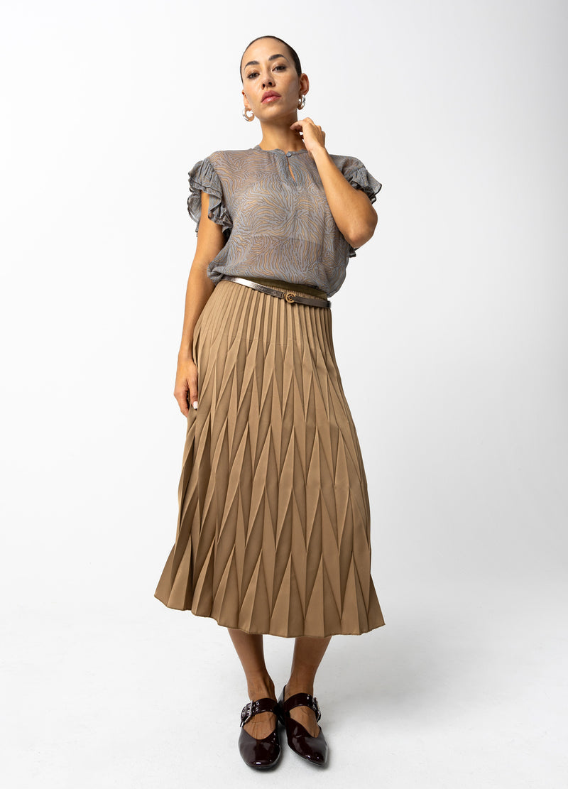 Coster Copenhagen DIAMANT PLISSÉ ROK Skirt Taupe sand - 393
