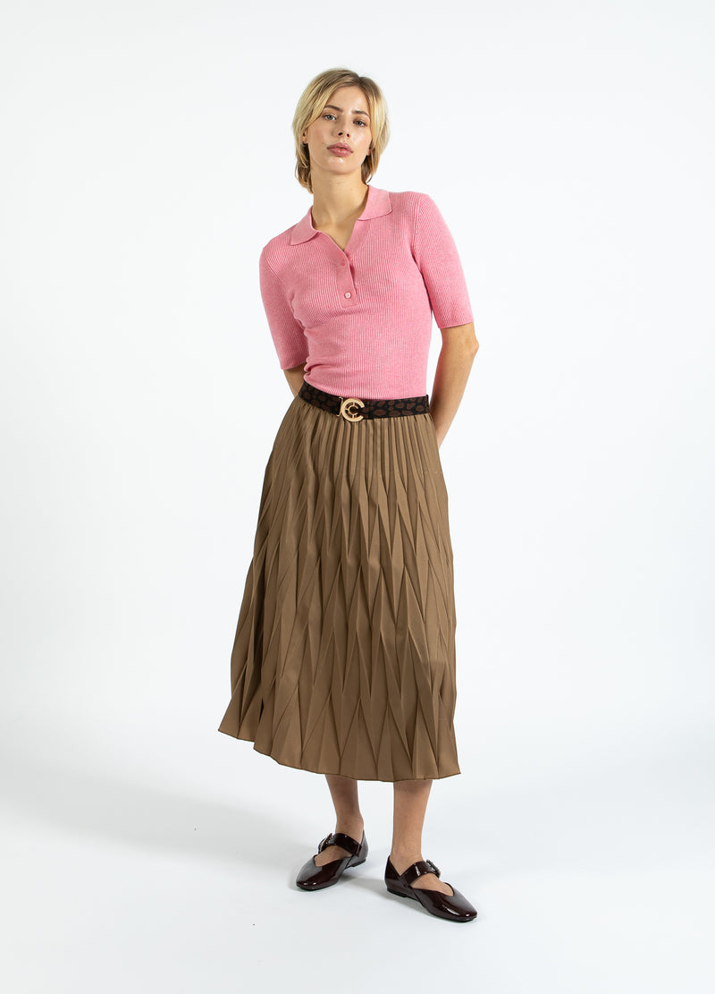 Coster Copenhagen DIAMANT PLISSÉ ROK Skirt Taupe sand - 393