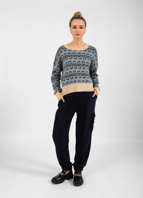 Coster Copenhagen GEBREID JACQUARD MET CC KLEURSTREEP Knitwear CC logo blue - 985