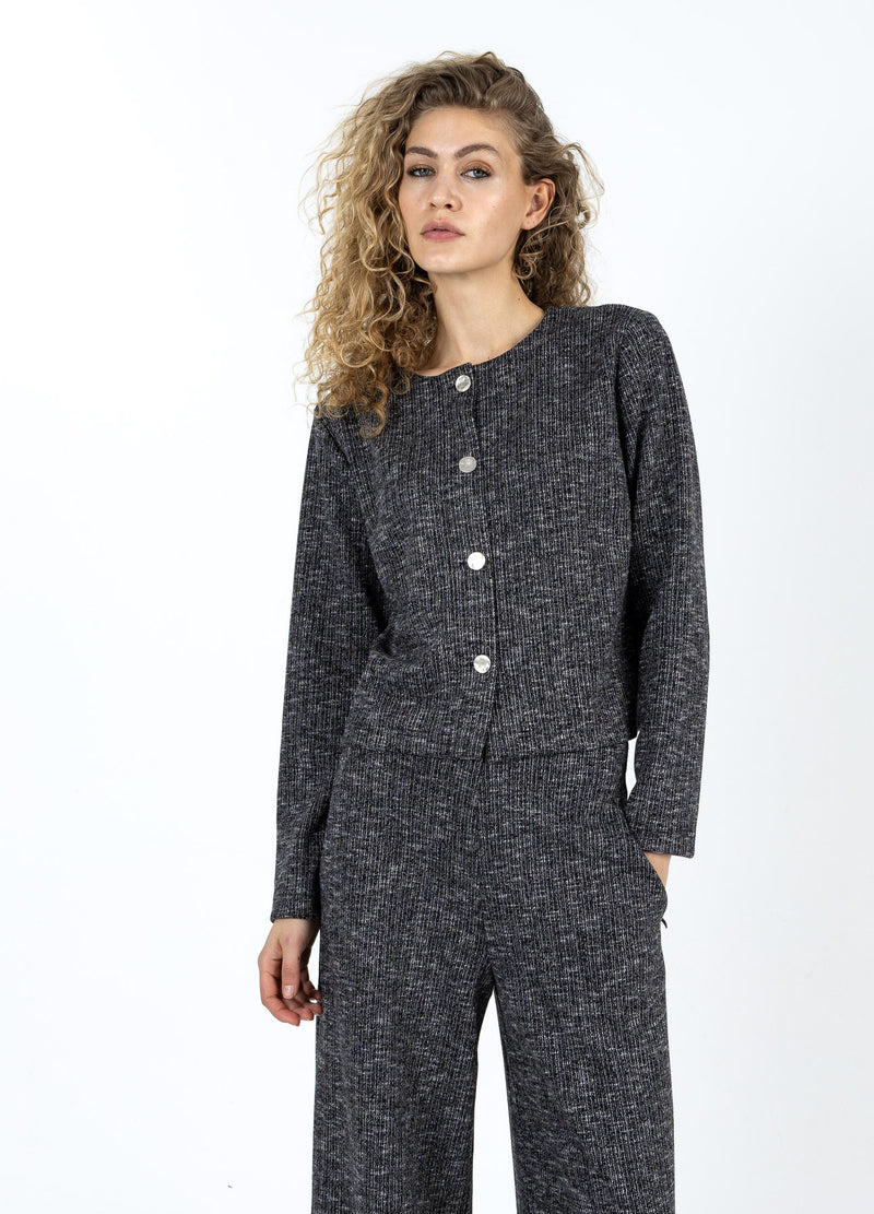 Coster Copenhagen GEBREID JAS MET KNOPEN Knitwear Black/grey mix - 106