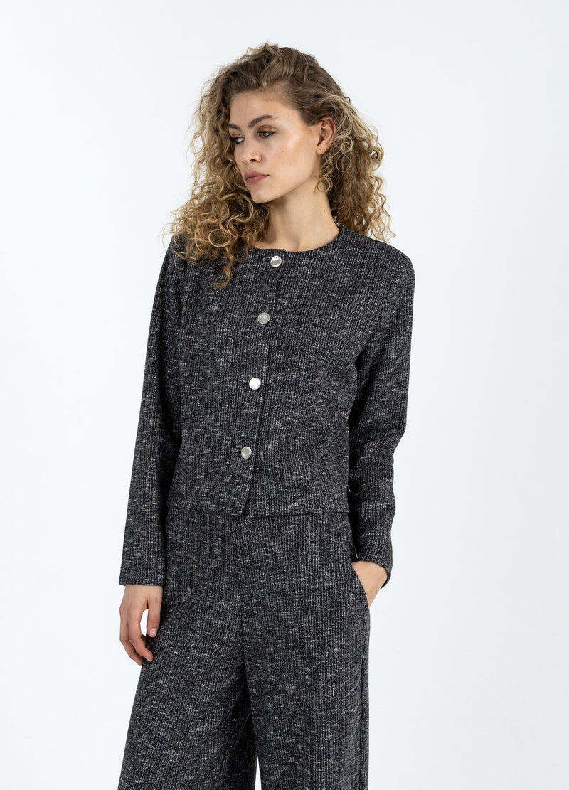 Coster Copenhagen GEBREID JAS MET KNOPEN Knitwear Black/grey mix - 106
