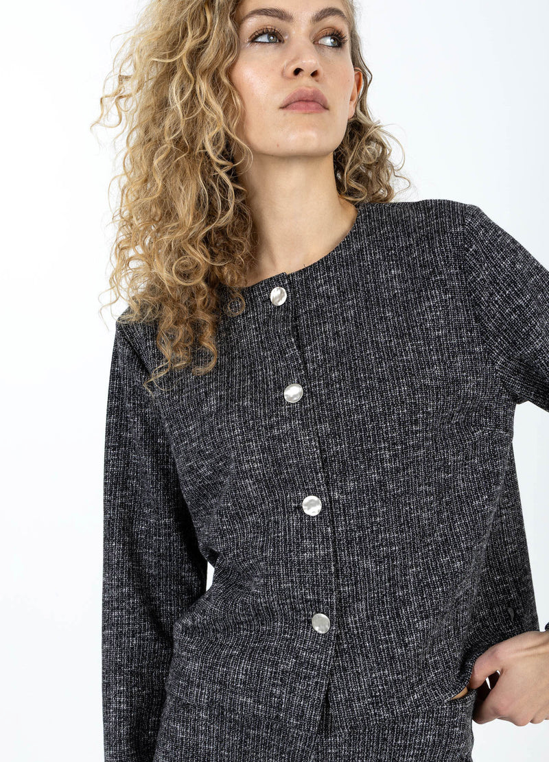 Coster Copenhagen GEBREID JAS MET KNOPEN Knitwear Black/grey mix - 106