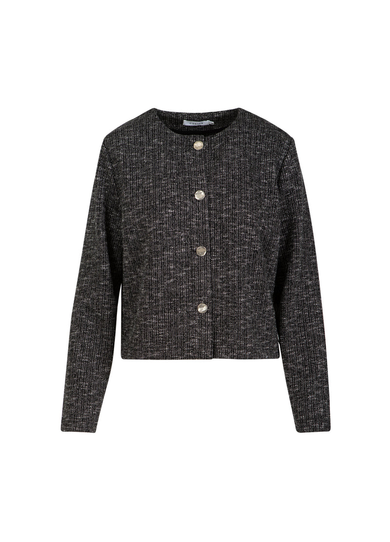 Coster Copenhagen GEBREID JAS MET KNOPEN Knitwear Black/grey mix - 106