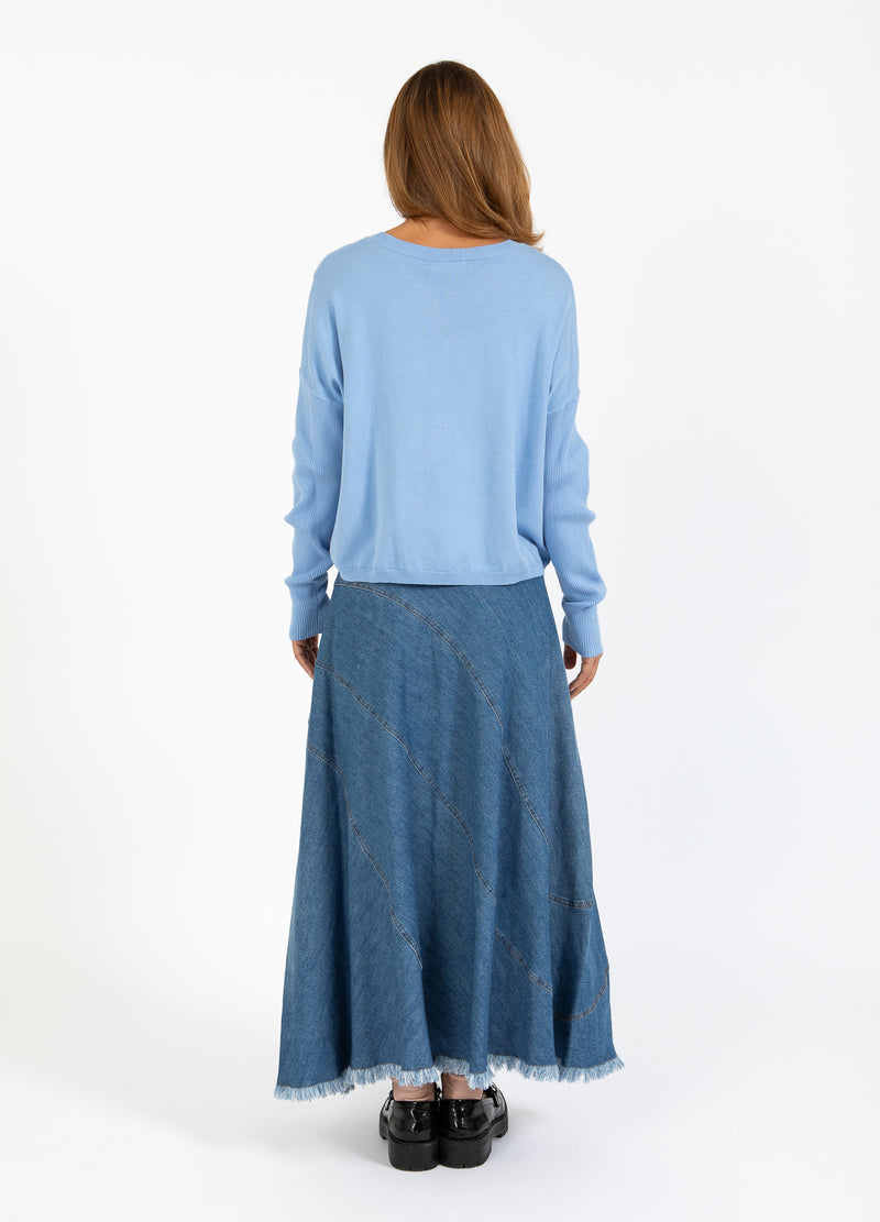 Coster Copenhagen GEBREID MET AFHANGENDE SCHOUDER EN STRAKKE MOUWEN Knitwear Ice blue - 544