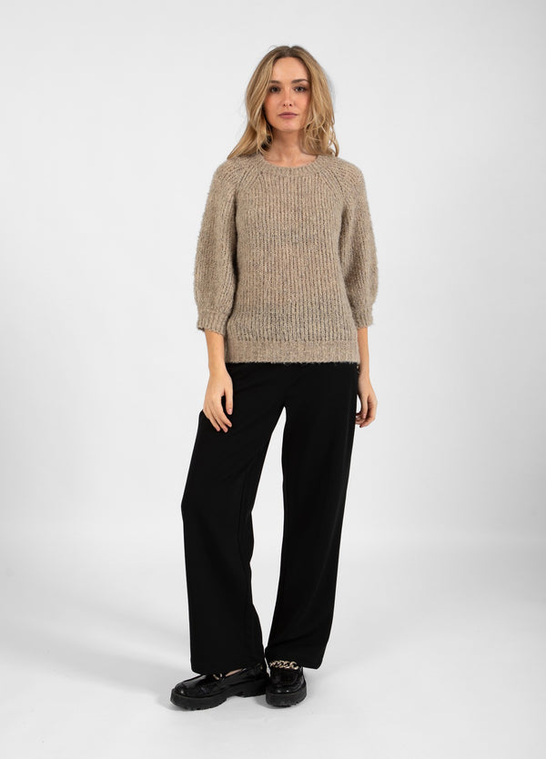 Coster Copenhagen GEBREID MET BALLONMOUWEN Knitwear Pale sand - 885