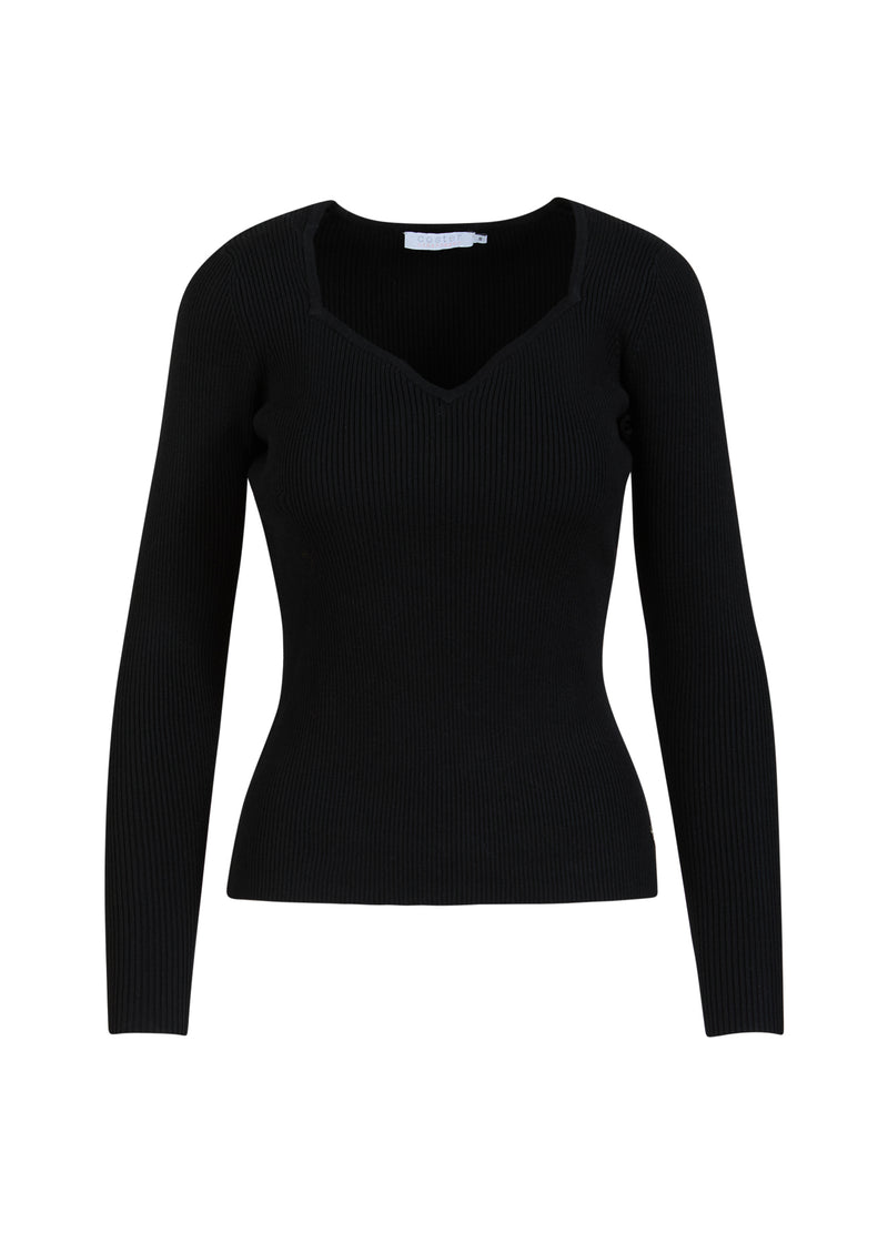 Coster Copenhagen GEBREID MET HARTVORMIGE HALS Knitwear Black - 100