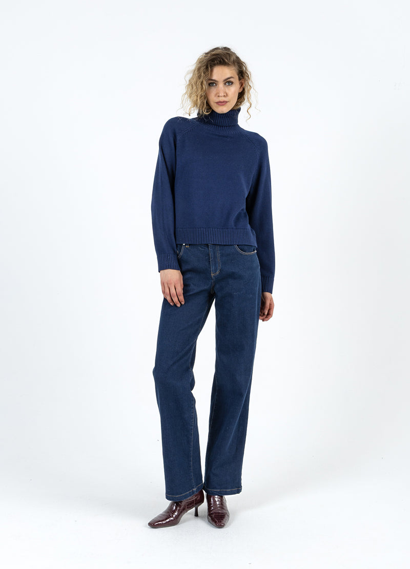 Coster Copenhagen GEBREID MET HOGE HALS IN KATOEN Knitwear Eclipse blue - 555