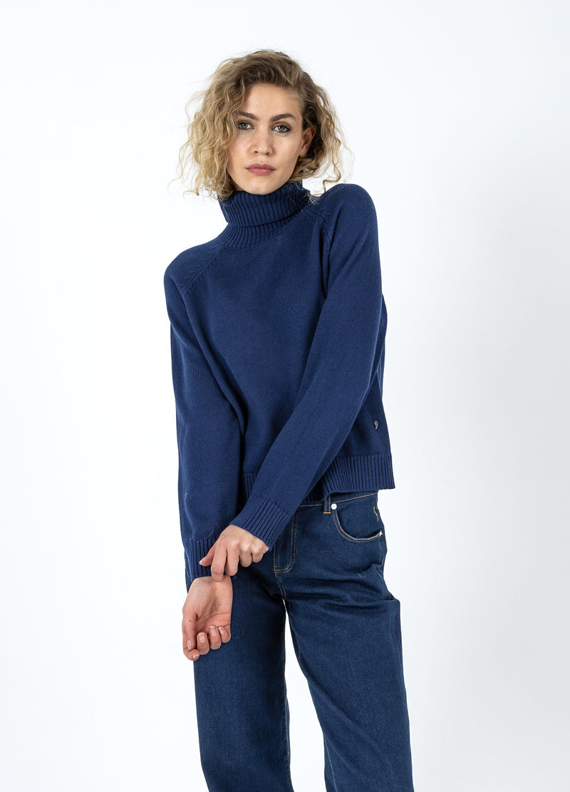 Coster Copenhagen GEBREID MET HOGE HALS IN KATOEN Knitwear Eclipse blue - 555