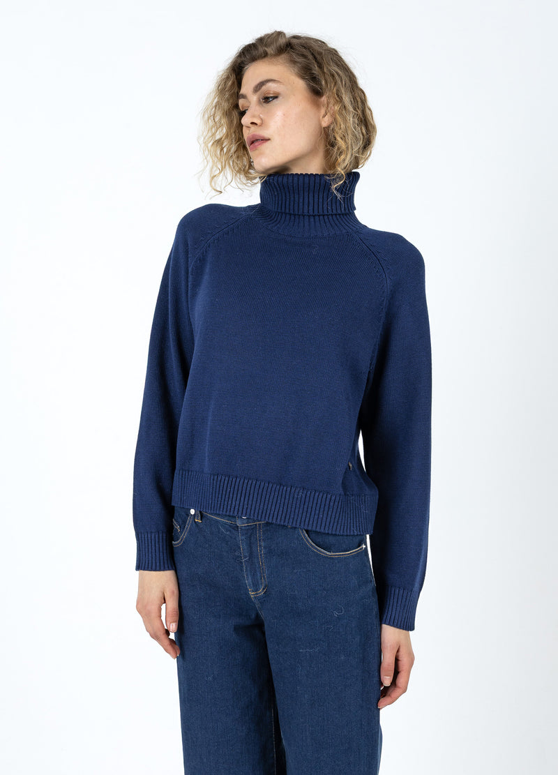 Coster Copenhagen GEBREID MET HOGE HALS IN KATOEN Knitwear Eclipse blue - 555
