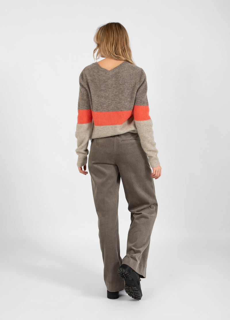 Coster Copenhagen GEBREID MET STREEP Knitwear Coral/sand/warm grey stripe - 978
