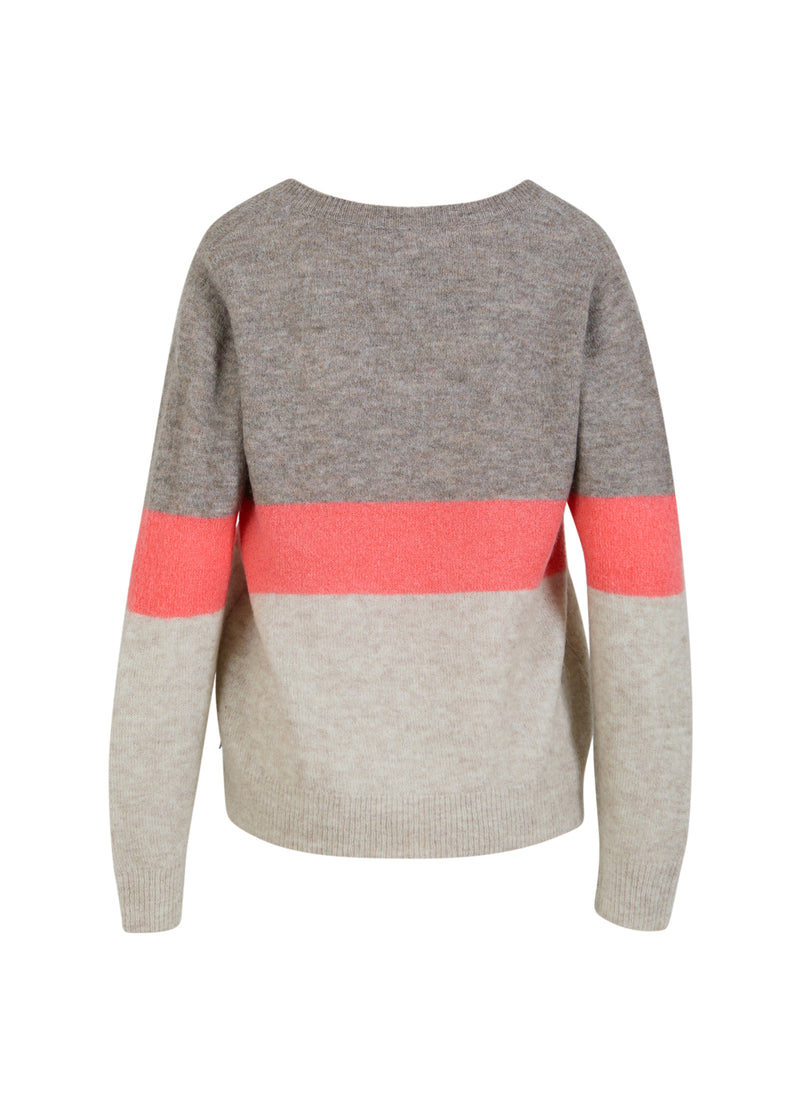 Coster Copenhagen GEBREID MET STREEP Knitwear Coral/sand/warm grey stripe - 978