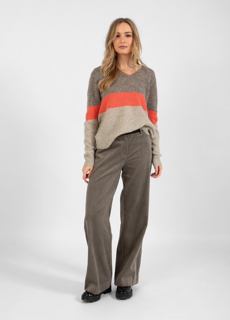 Coster Copenhagen GEBREID MET STREEP Knitwear Coral/sand/warm grey stripe - 978