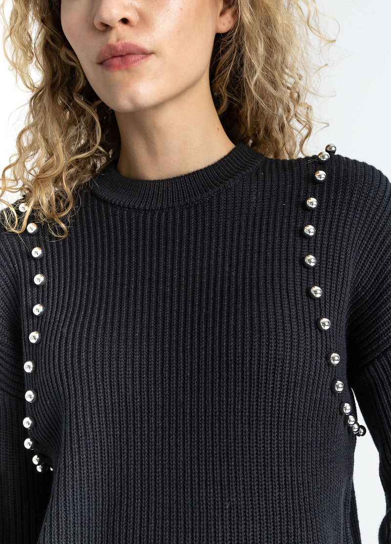 Coster Copenhagen GEBREID MET ZILVEREN KRALEN Knitwear Black - 100