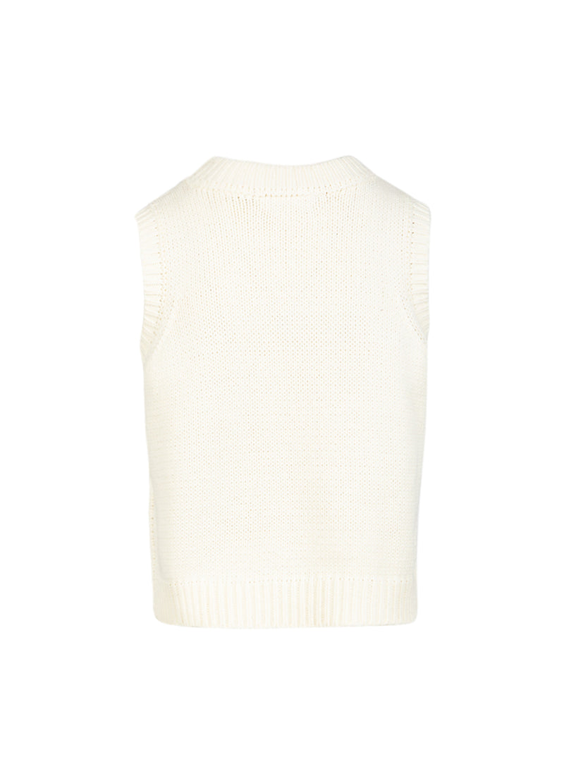 Coster Copenhagen GEBREID VEST MET ROOS Knitwear Pearl - 263