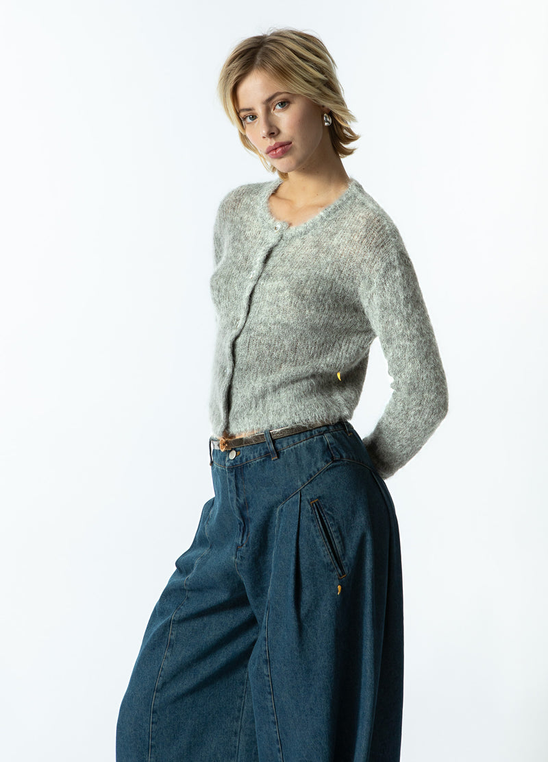 Coster Copenhagen GEKNOPT GEBREIDE VEST IN ALPACA Knitwear Light grey melange - 129