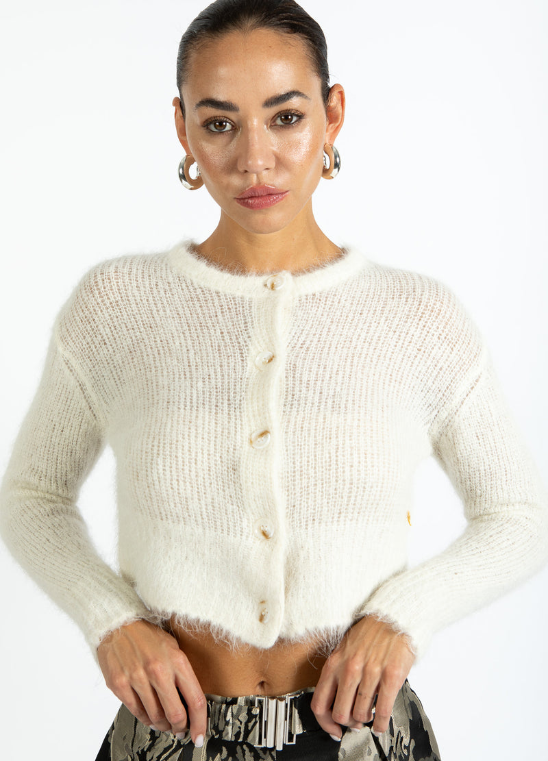 Coster Copenhagen GEKNOPT GEBREIDE VEST IN ALPACA Knitwear Off White - 202